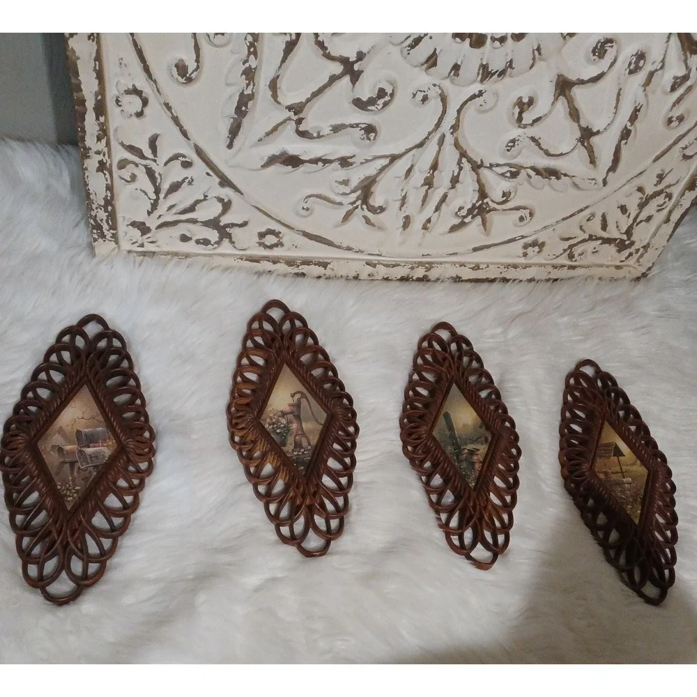 Vintage mcm set of 4 burwood products Co.1350